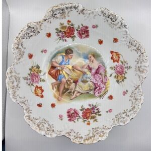 Meissen Antique Porcelain Plate 8in Multicolor Excellent Rococo Boucher Scene
